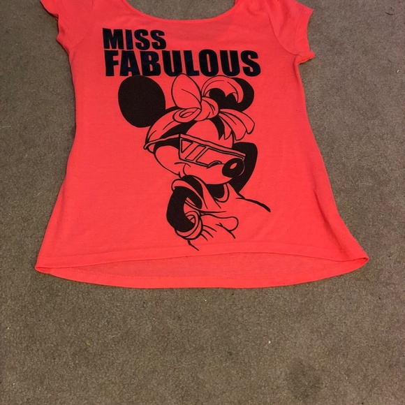 Cute funny Disney Logo Statement T-shirt Minnie Mouse "Miss Fabulous" Hot Pink - Picture 8 of 13